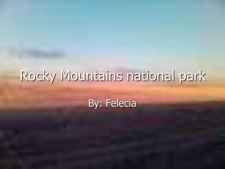 Rocky Mountains national park By: Felecia. Animals Elk Elk Mule Mule Deer Deer Black bear Black bear Coyotes Coyotes Eagles Eagles Hawks Hawks.