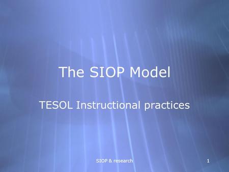 TESOL Instructional practices