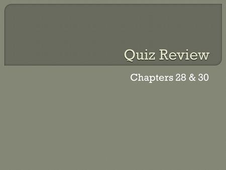 Chapters 28 & 30. A. Quakers B. Puritans C. A Native American Tribe.