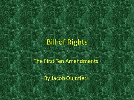 The First Ten Amendments By Jacob Quintieri