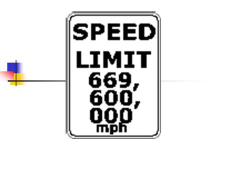 How fast is that? 299 792 458 m / s or 3.00*10 8 m/s Around the Earth 8 times in one second 1.5 seconds to the Moon 4 minutes to Mars 8 minutes to the.