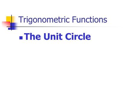 Trigonometric Functions