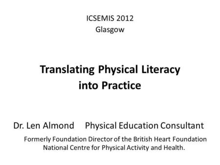 Translating Physical Literacy