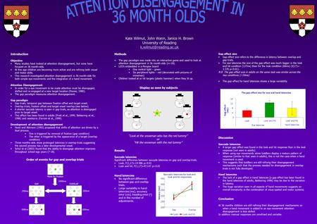 Kate Wilmut, John Wann, Janice H. Brown University of Reading Introduction Objective Many studies have looked at attention disengagement,