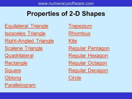 Properties of 2-D Shapes