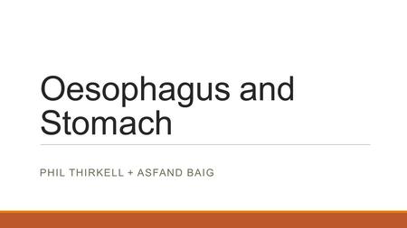 Oesophagus and Stomach