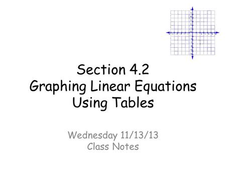 Section 4.2 Graphing Linear Equations Using Tables