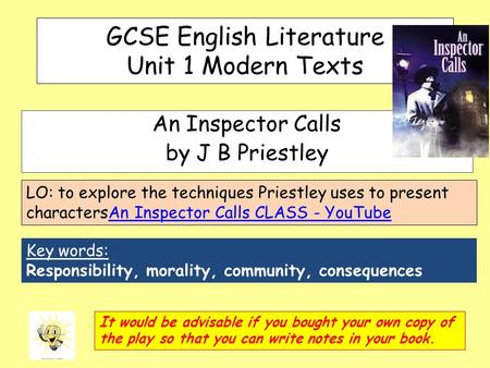 GCSE English Literature Unit 1 Modern Texts