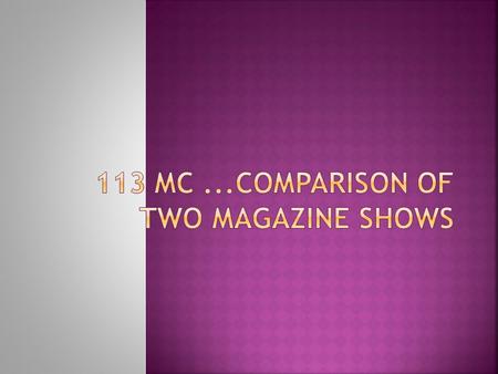  Morning television show  General show based at the public  Two presenters  Birth Date 1993  Topical show with varied segments and guests.  Shows.