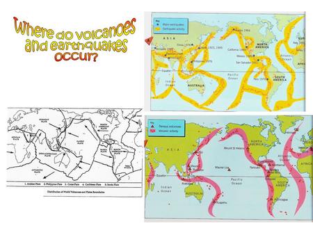 Differing Directions Why do volcanoes and earthquakes occur? What are the main types of plate boundaries? Which hazards are caused by which boundaries?