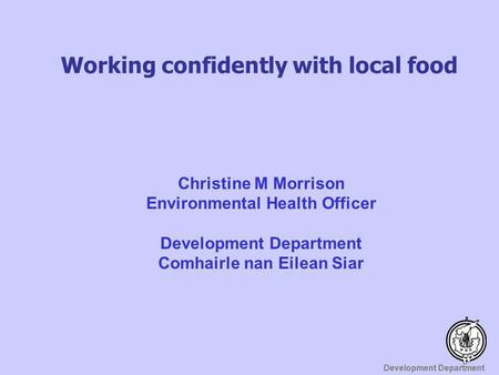 Working confidently with local food