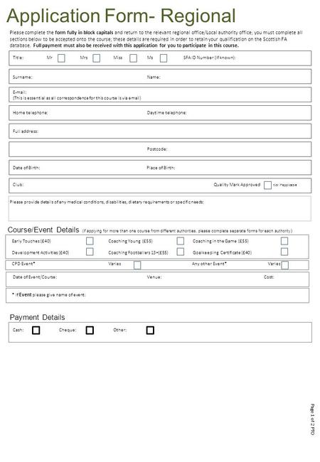 Application Form- Regional Course/Event Details (if applying for more than one course from different authorities, please complete separate forms for each.