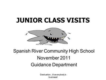 Graduation...It's everybody's business! JUNIOR CLASS VISITS Spanish River Community High School November 2011 Guidance Department.