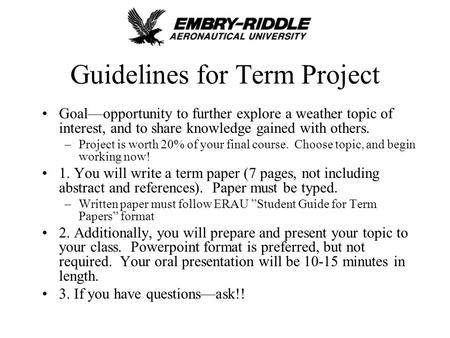 Guidelines for Term Project