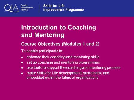 Introduction to Coaching and Mentoring