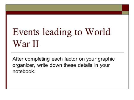 Events leading to World War II