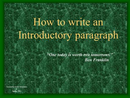 How to write an Introductory paragraph