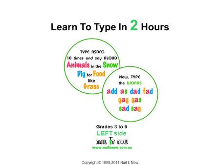 Copyright © 1998-2014 Nail It Now Learn To Type In 2 Hours Grades 3 to 6 LEFT side.