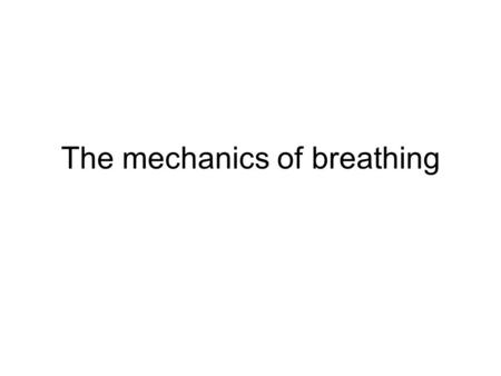 The mechanics of breathing