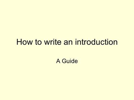 How to write an introduction