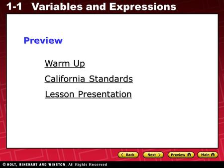 Preview Warm Up California Standards Lesson Presentation.