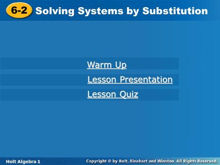 Solving Systems by Substitution