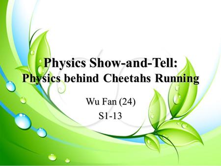 Physics Show-and-Tell: Physics behind Cheetahs Running Wu Fan (24) S1-13.