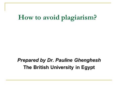 How to avoid plagiarism?