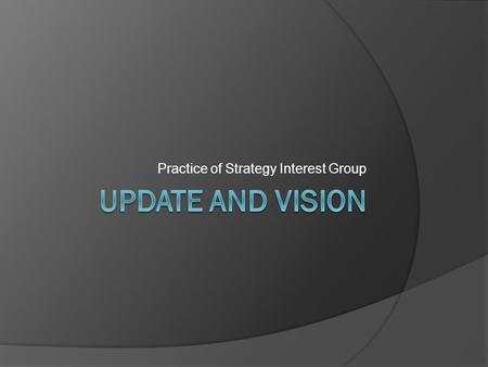 Practice of Strategy Interest Group. Who are we?:  Two different types of members - two different sets of interests 1. Practice theory researchers -