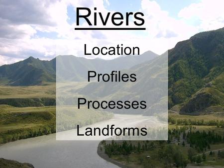 Rivers Location Profiles Processes Landforms.