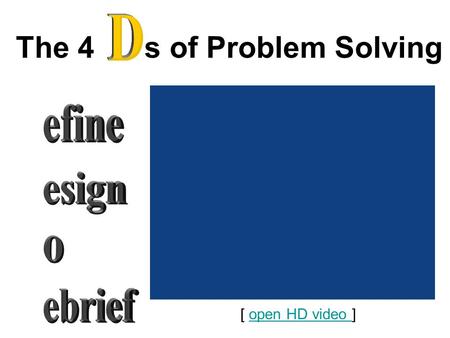 The 4 s of Problem Solving [ open HD video ]open HD video.