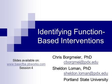 Identifying Function-Based Interventions