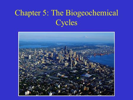 Chapter 5: The Biogeochemical Cycles