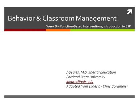 Behavior & Classroom Management