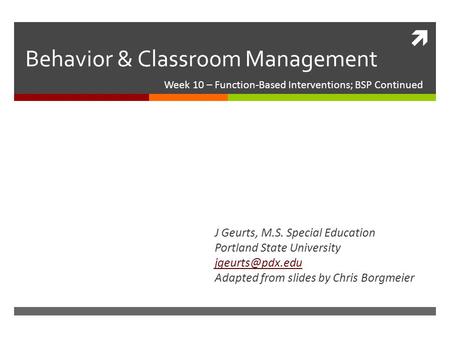 Behavior & Classroom Management