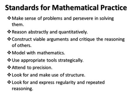 Standards for Mathematical Practice