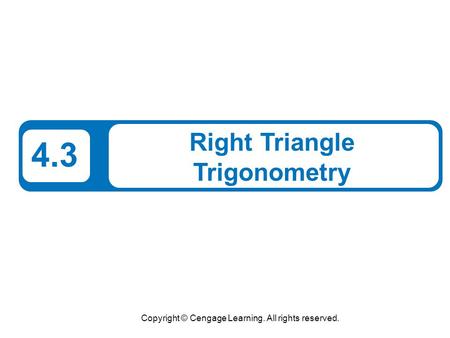 Right Triangle Trigonometry