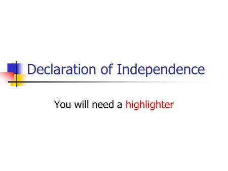 Declaration of Independence