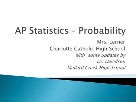 AP Statistics – Probability