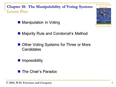 Chapter 10: The Manipulability of Voting Systems Lesson Plan