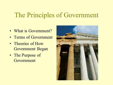 The Principles of Government