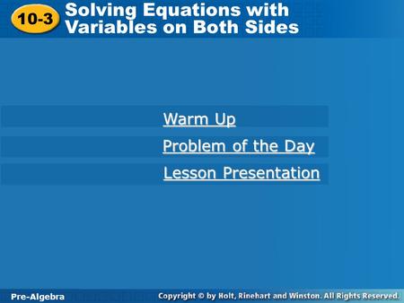 Solving Equations with Variables on Both Sides