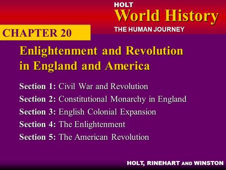 Enlightenment and Revolution in England and America