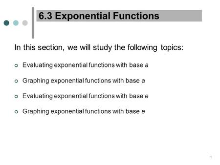 6.3 Exponential Functions