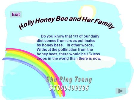 Do you know that 1/3 of our daily diet comes from crops pollinated by honey bees. In other words, Without the pollination from the honey bees, there would.