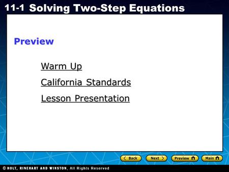 Preview Warm Up California Standards Lesson Presentation.