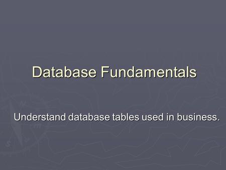 Database Fundamentals