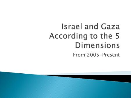 From 2005-Present.  Intergroup- Palestinians fighting amongst themselves- (Hamas v. Fatah)  International- Both Palestinians in Gaza and the Israelis.