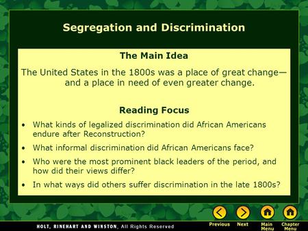 Segregation and Discrimination