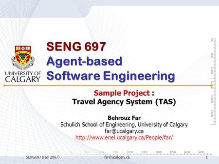 SENG 697 Agent-based Software Engineering